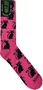 Meia Unissex Gnarly Lili Cats Cano Longo Algodão Macio - Pink/Black