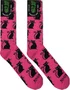 Meia Unissex Gnarly Lili Cats Cano Longo Algodão Macio - Pink/Black