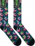 Meia Unissex Gnarly Olhos Vivos Cano Longo Algodão - Azul/Preto